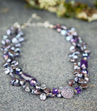 Double-strand Lavender Freshwater Pearls and Amethyst Gemstones