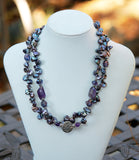 Double-strand Lavender Freshwater Pearls and Amethyst Gemstones