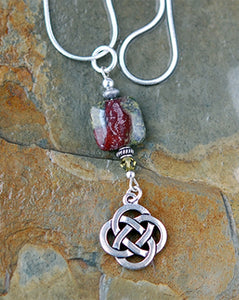 Celtic Dragon Blood Jasper Pendant with Knot
