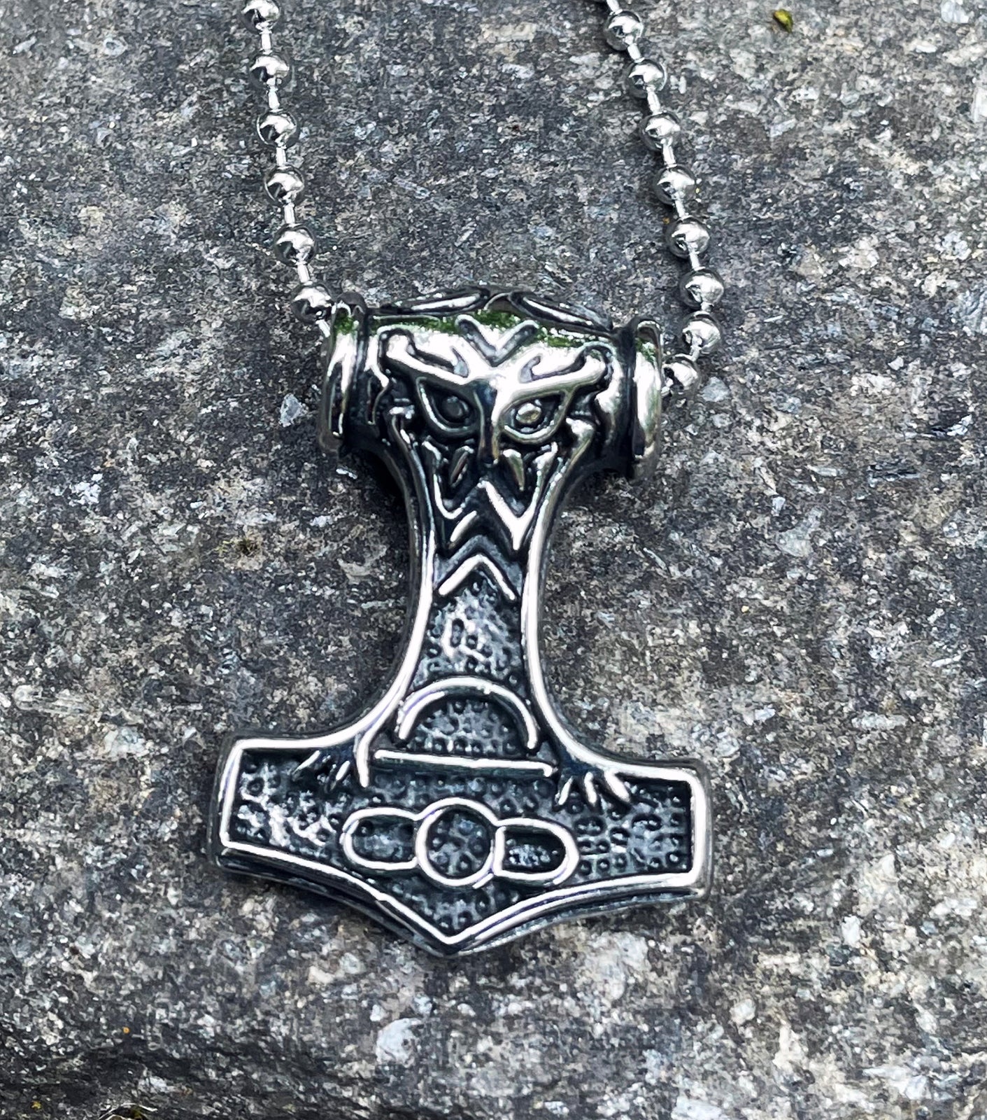 Mjölnir, Thor's Hammer with Celtic Warrior Face (X-Small)
