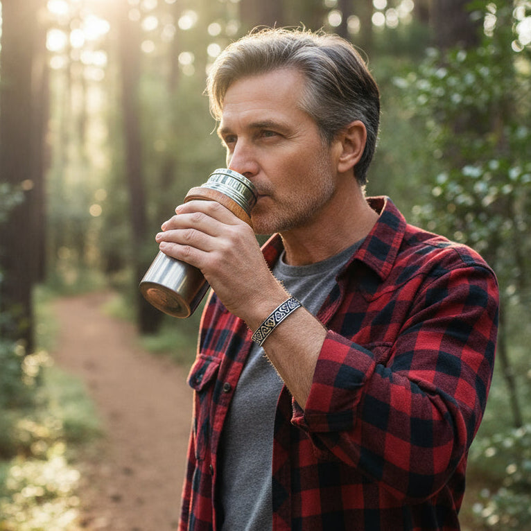 Men's Stainless Steel Cuff Bracelet with Triquetra Knots