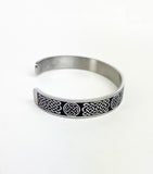 Men's Stainless Steel Cuff Bracelet with Round and Rectangle Celtic Knots
