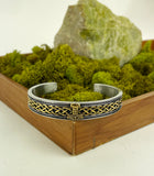 Men's Stainless Steel Cuff Bracelet with Thor's Hammer and Celtic Knot in Gold