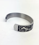 Men's Stainless Steel Cuff Bracelet with Celtic Wolfhounds