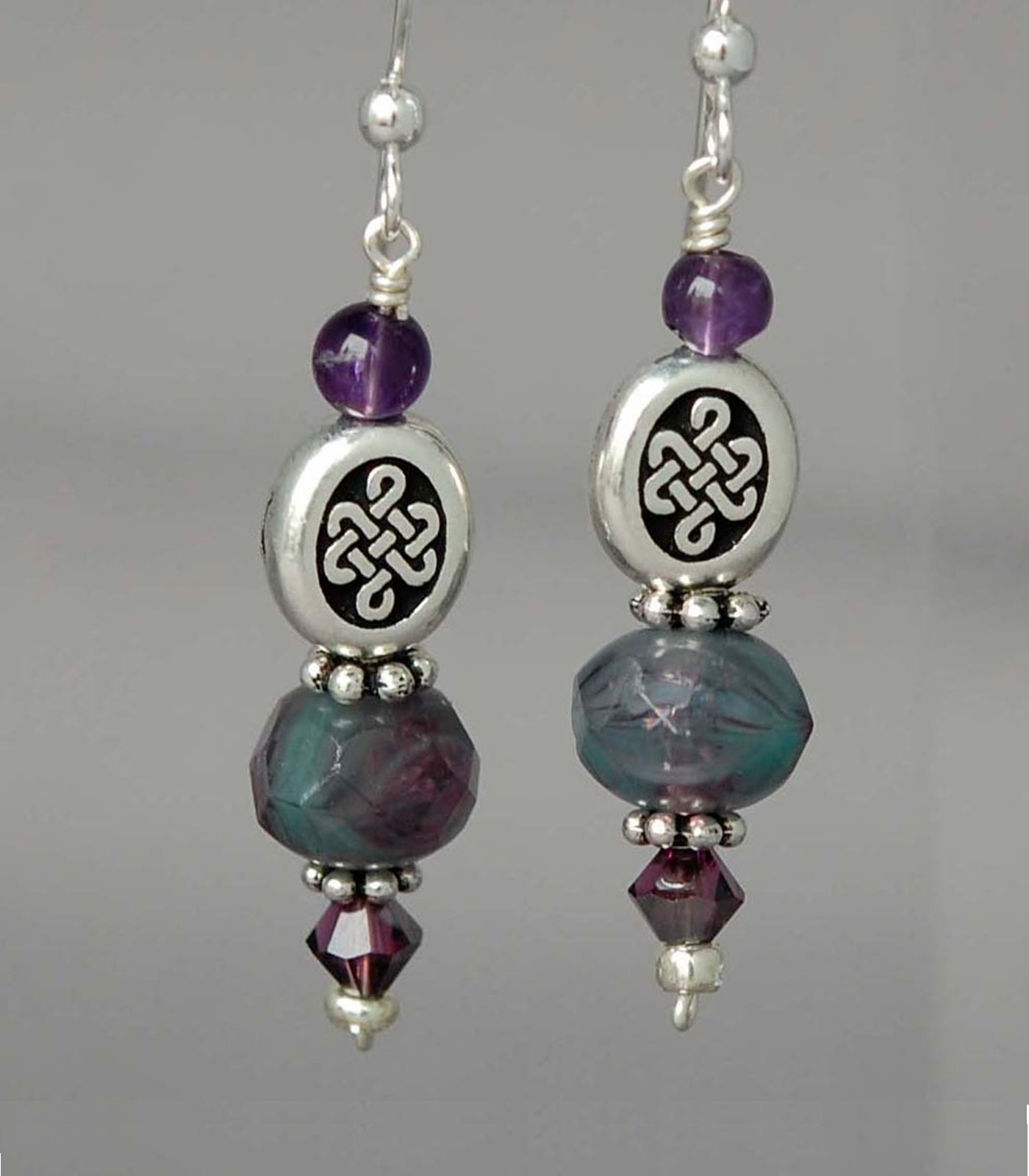 Amethyst and Teal and Lavender Rondelle Bead