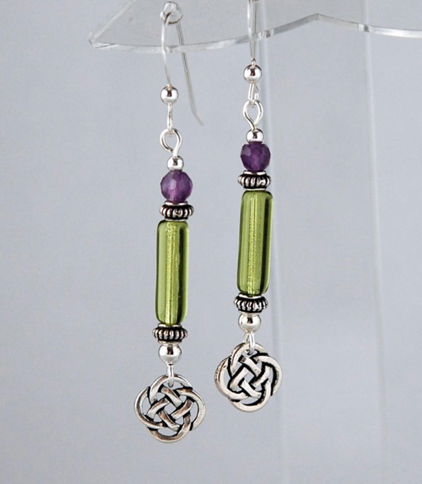 Green Column with Celtic Knot and Amethyst
