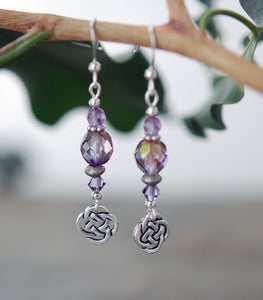 Lavender and Soft Rose Crystals with Celtic Knot