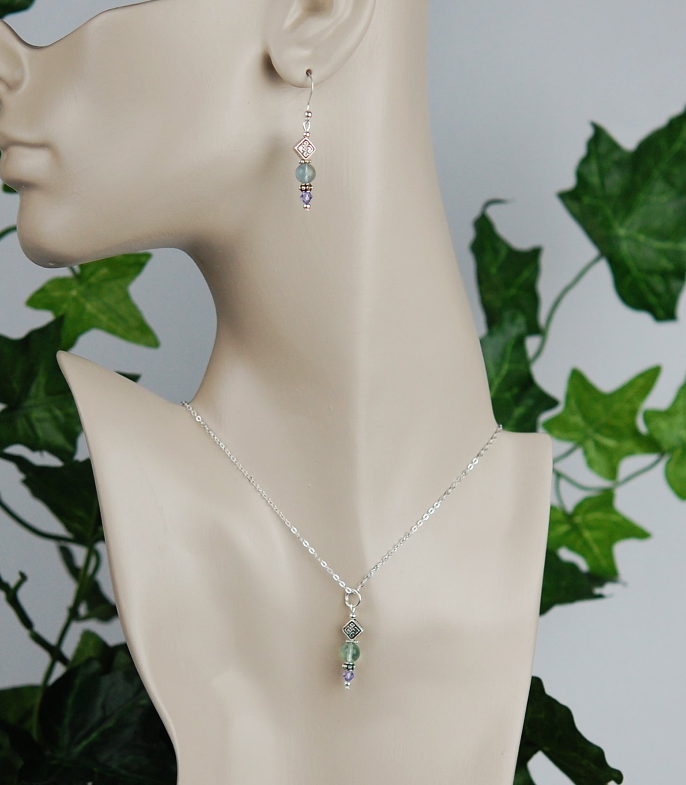 Florite with Diamond Celtic Knot Bead