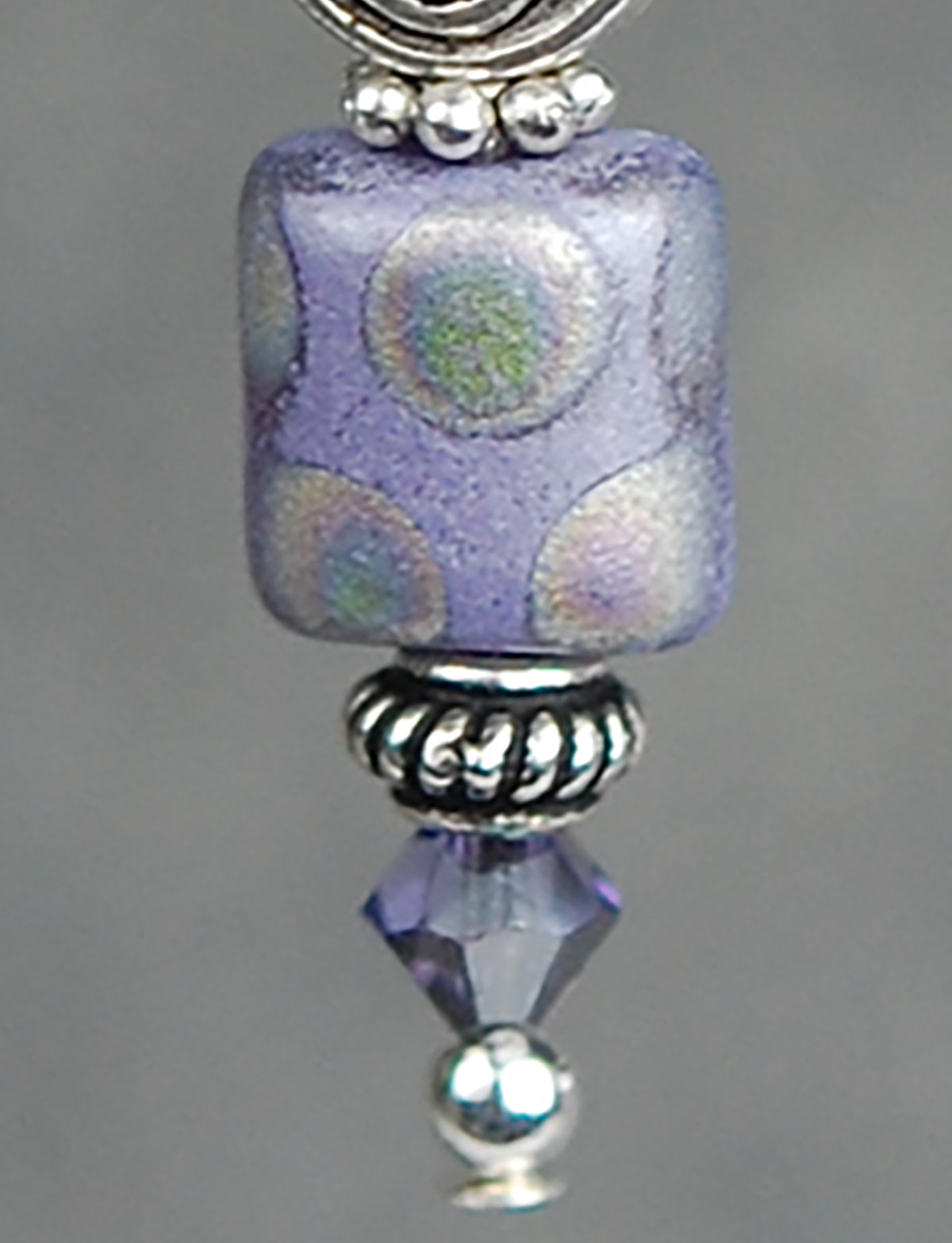 Lavender Quartz with Peacock Frosted Bead