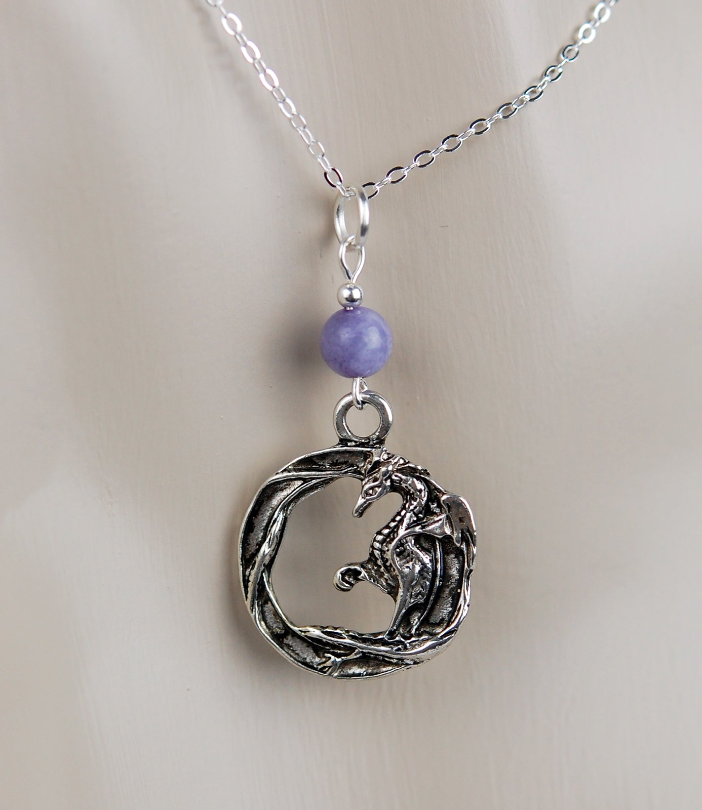Lavender Angelite with Dragon in Circle