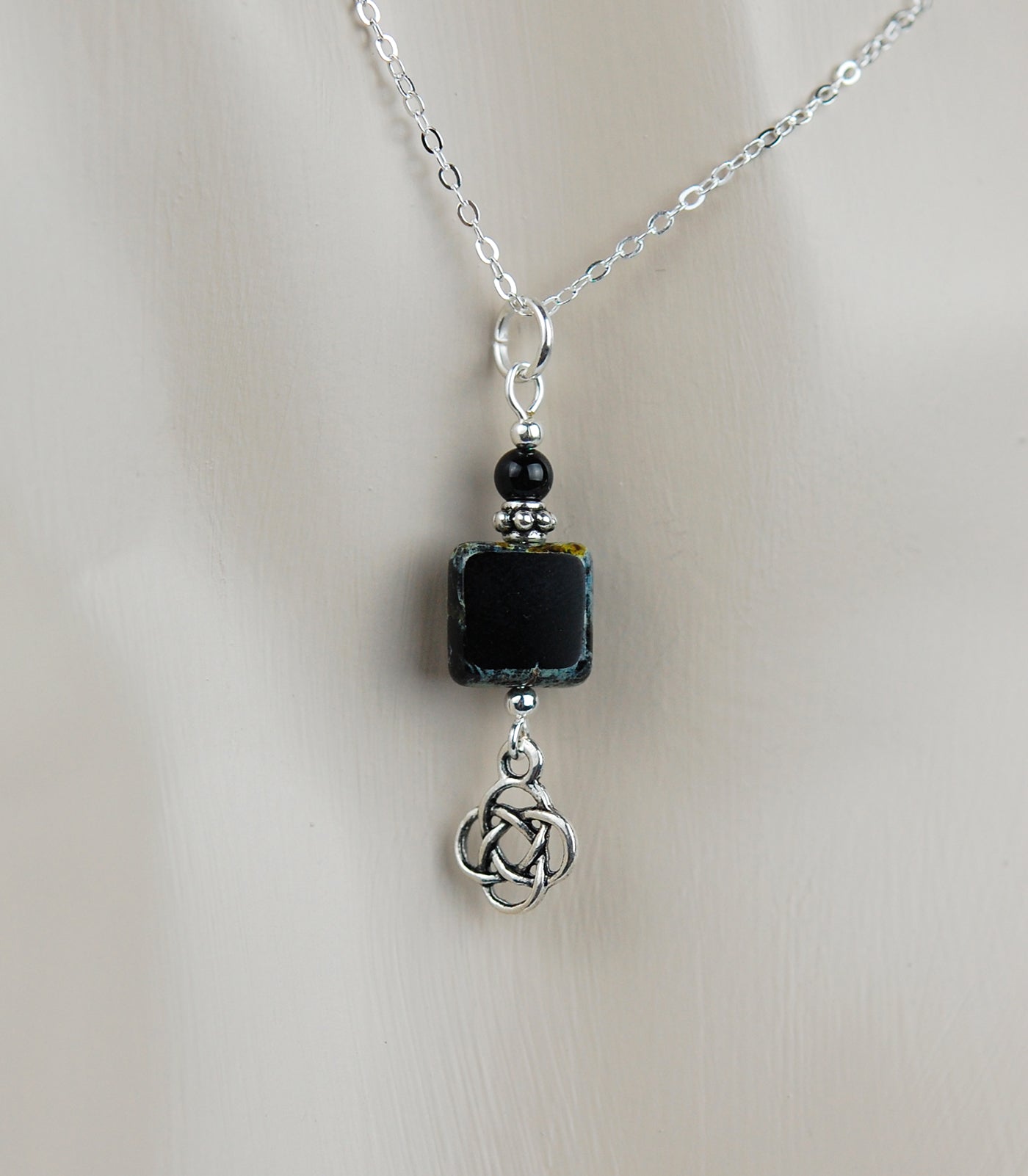 Black Onyx with Picasso tile bead