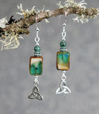 Emerald Gemstones with Rectangle Picasso Glass Beads