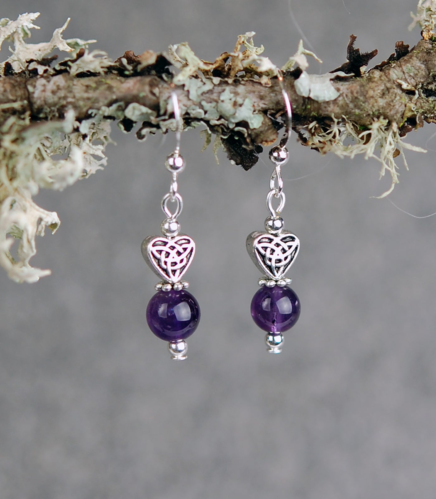 Amethyst Gemstones with Small Celtic Heart