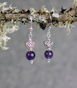 Amethyst  Gemstones with Small Celtic Heart
