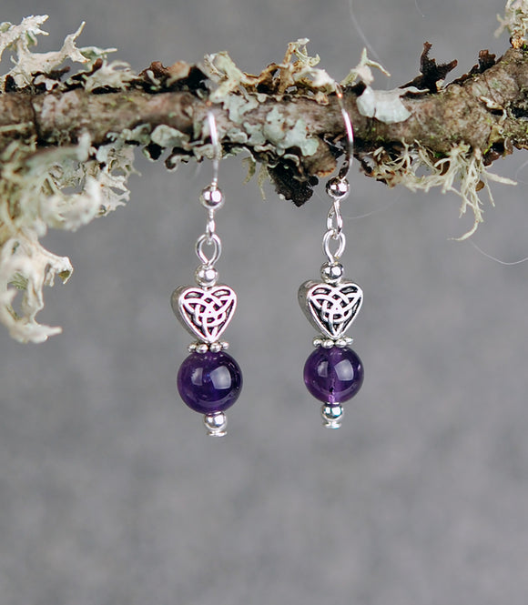 Amethyst  Gemstones with Small Celtic Heart