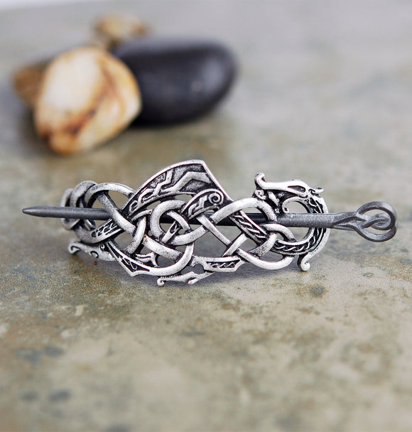 Celtic Guardian Knot Hair Wedge Barrette with Stick