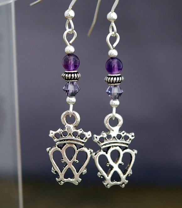 Scottish Luckenbooth and Amethyst Earring or Pendant