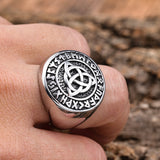 Trinity Knot with Runes Ring
