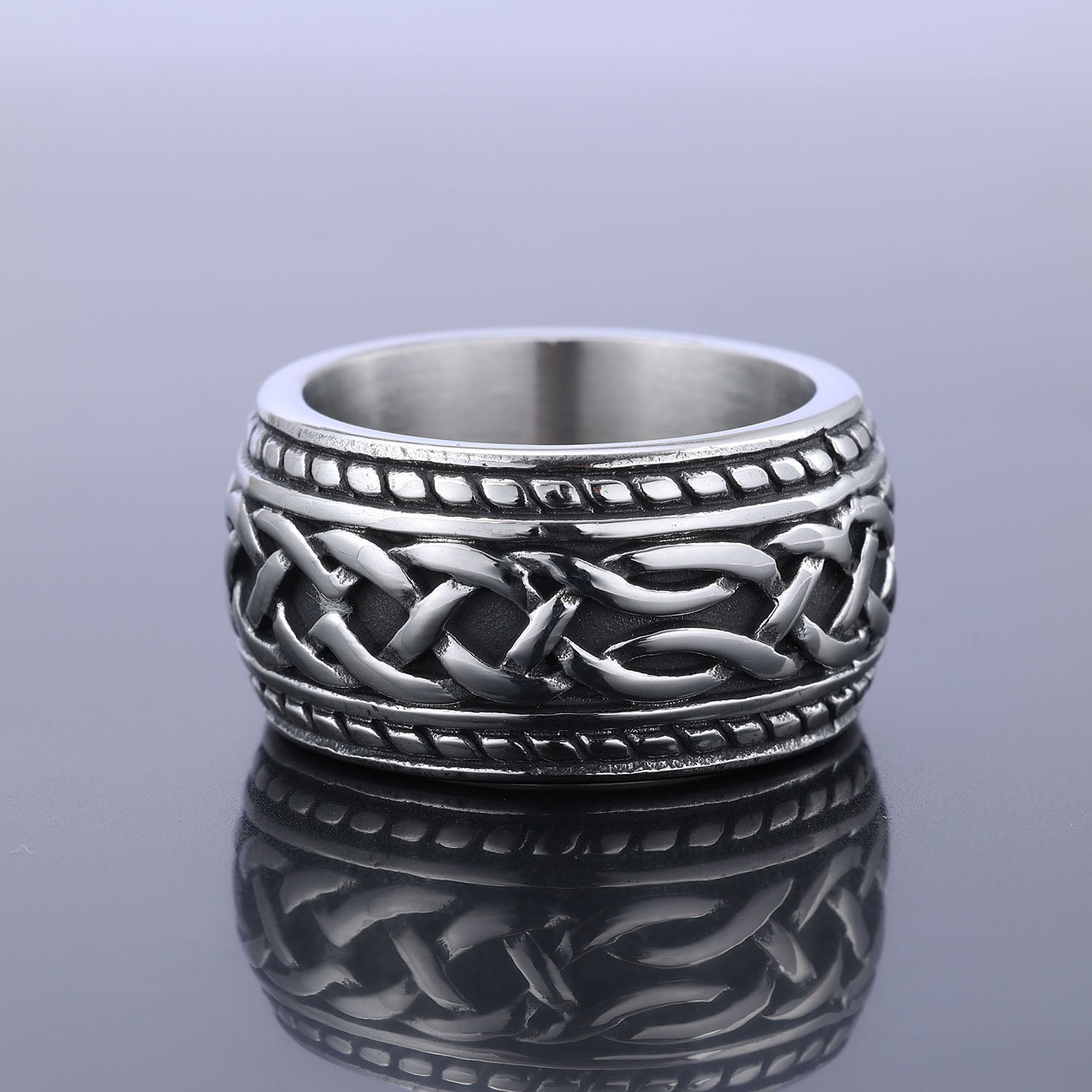 Extra Wide Celtic Knot and Rope Edged Ring
