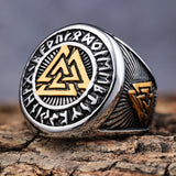 Valknut - Symbol of Strength and Courage with Gold Ring