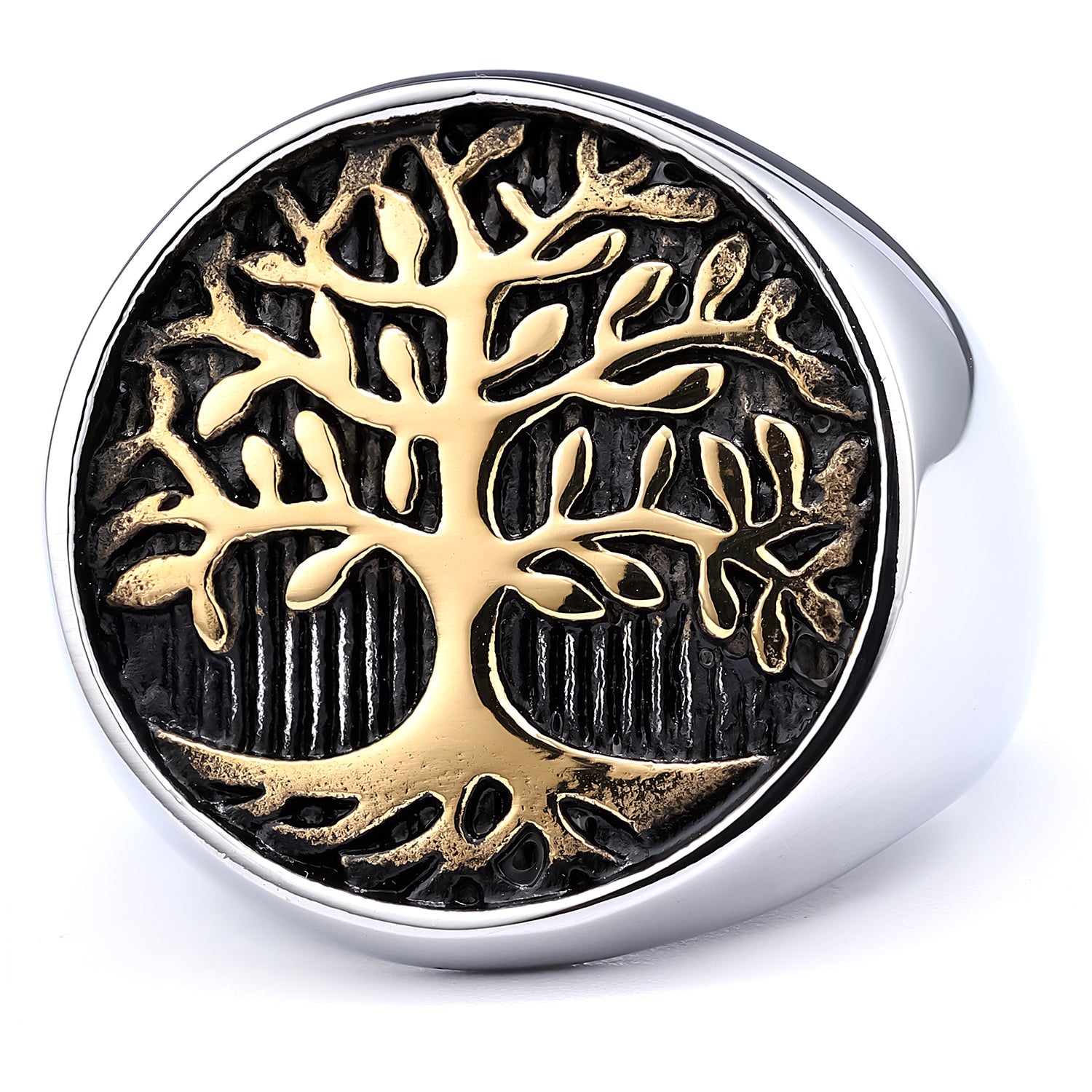 Gold Stainless Steel Tree of Life Ring