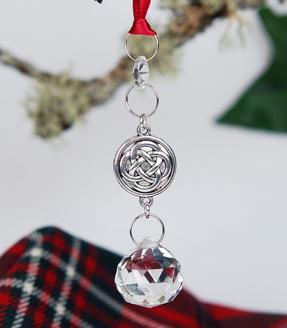 Crystal and Round Celtic Knot Christmas Ornament