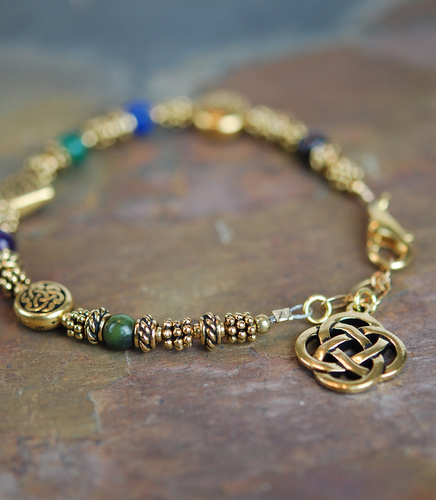 Sacred Numbers Celtic Bracelet in Antique Gold
