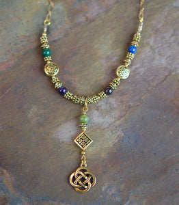 Sacred Numbers Necklace in Antique Gold