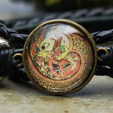 Coiled Celtic Dragon Cabochon Bracelet