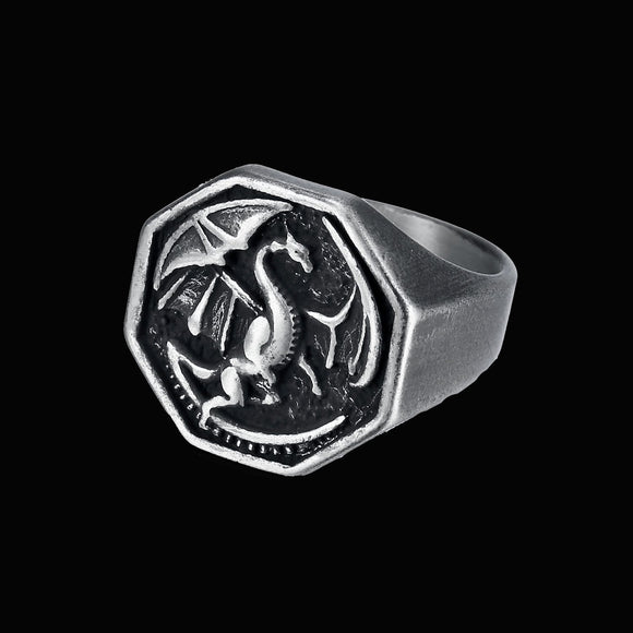 Octagon Celtic Dragon Ring